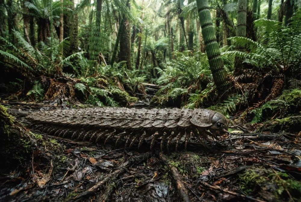 Imagine făcută de AI cu Arthropleura
