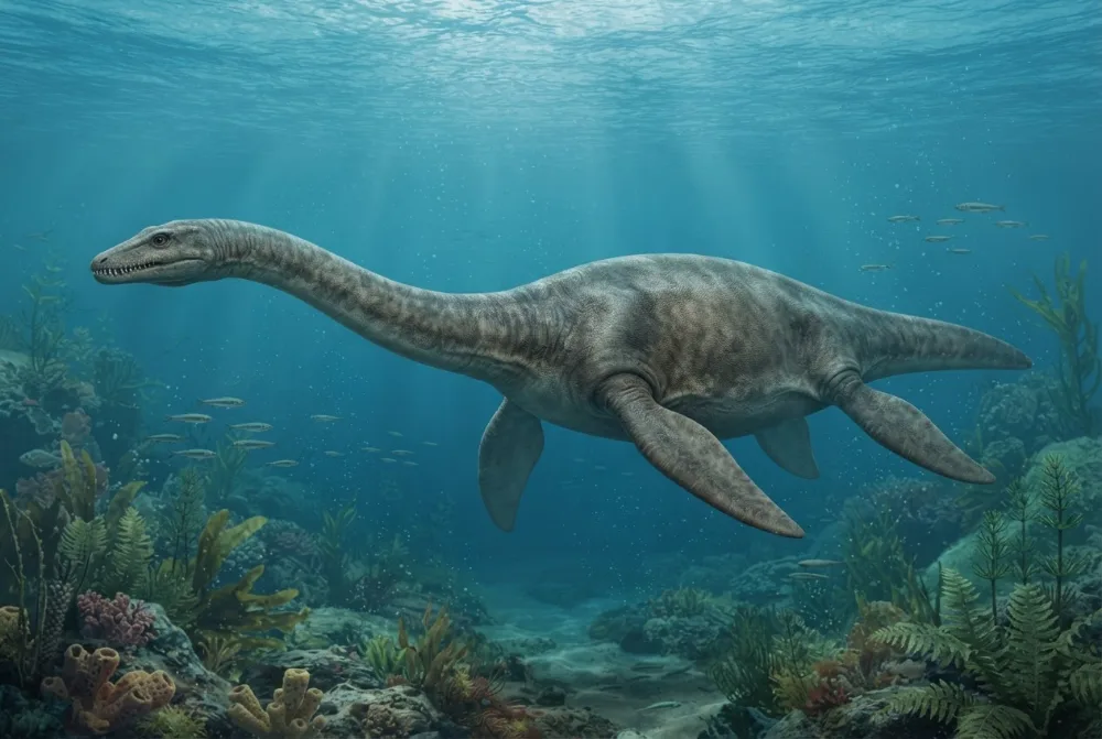 Colymbosaurus, tehisaru joonistatud