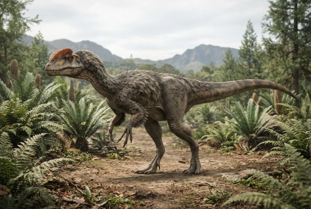 Изображение на Dilophosaurus, създадено с ИИ