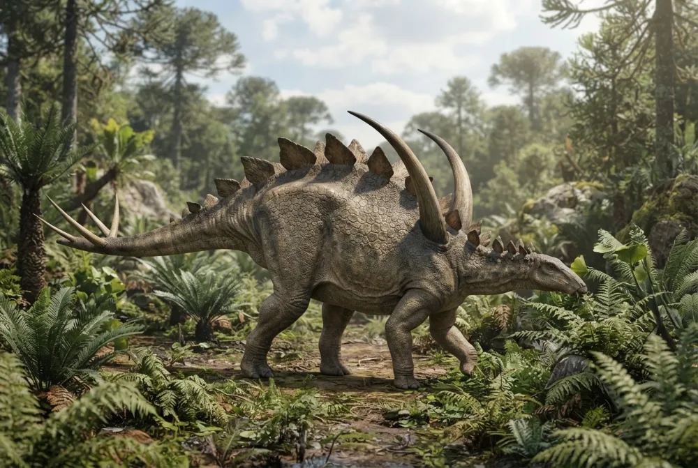 Gigantspinosaurus, tehisaru joonistatud