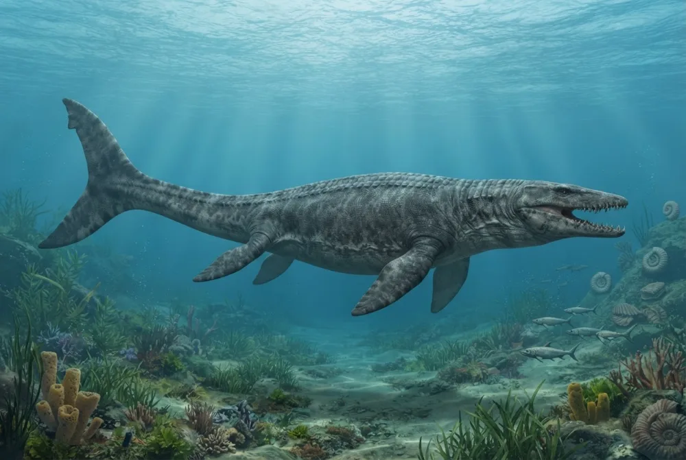 Hainosaurus, tehisaru joonistatud