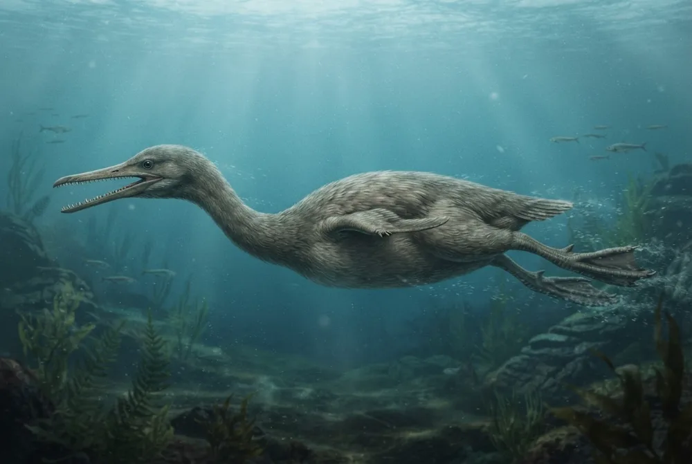 Изображение на Hesperornis, създадено с ИИ