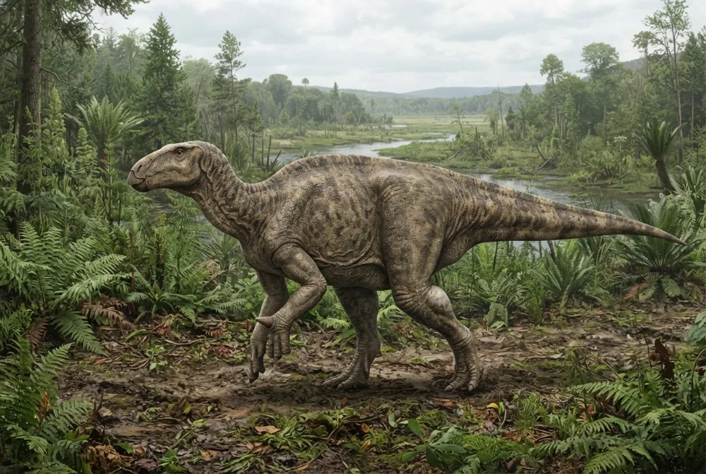 Iguanodon, tehisaru joonistatud