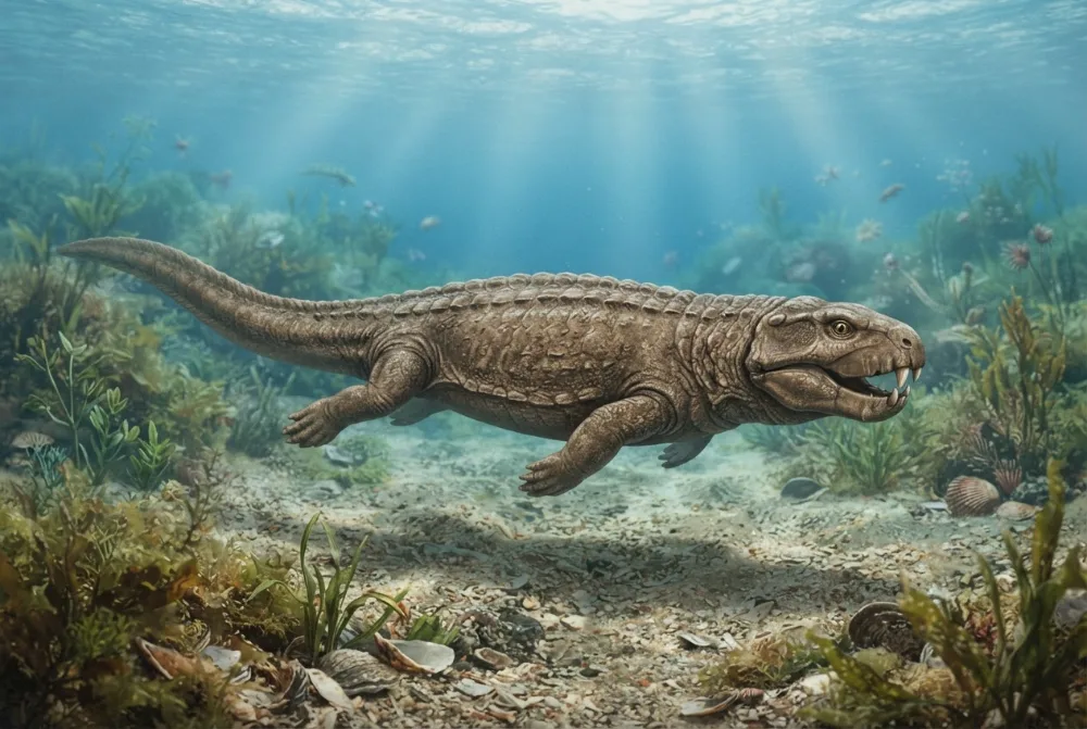 Placodus, tehisaru joonistatud