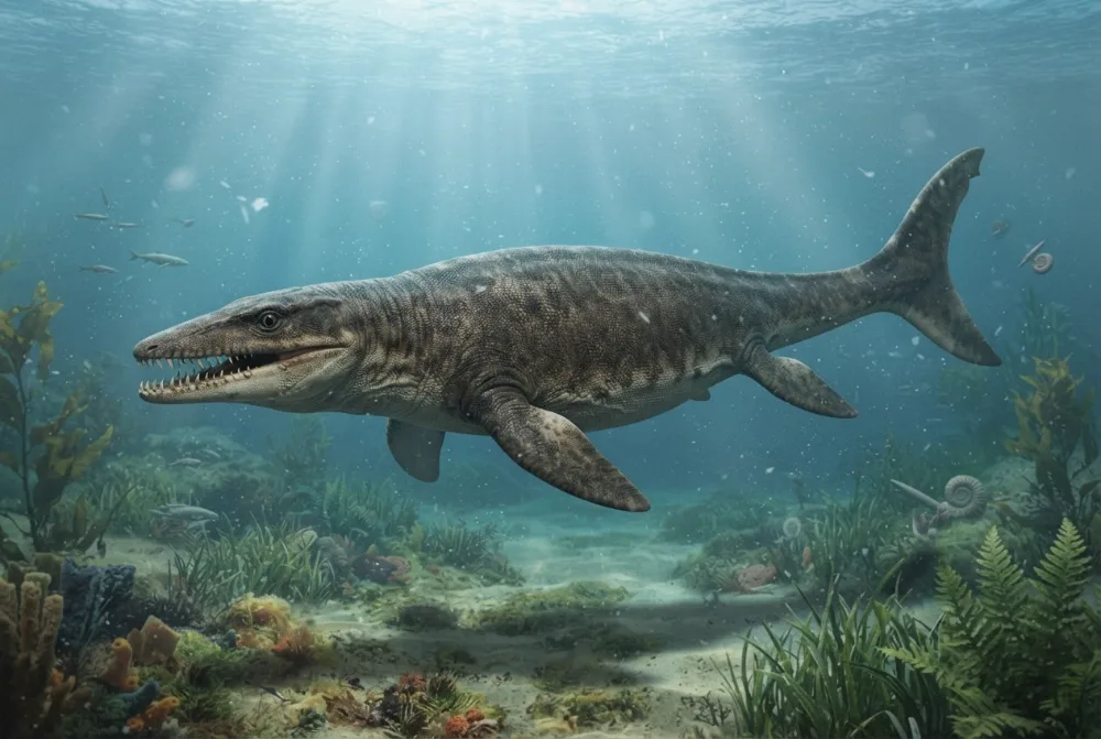 Plioplatecarpus, tehisaru joonistatud