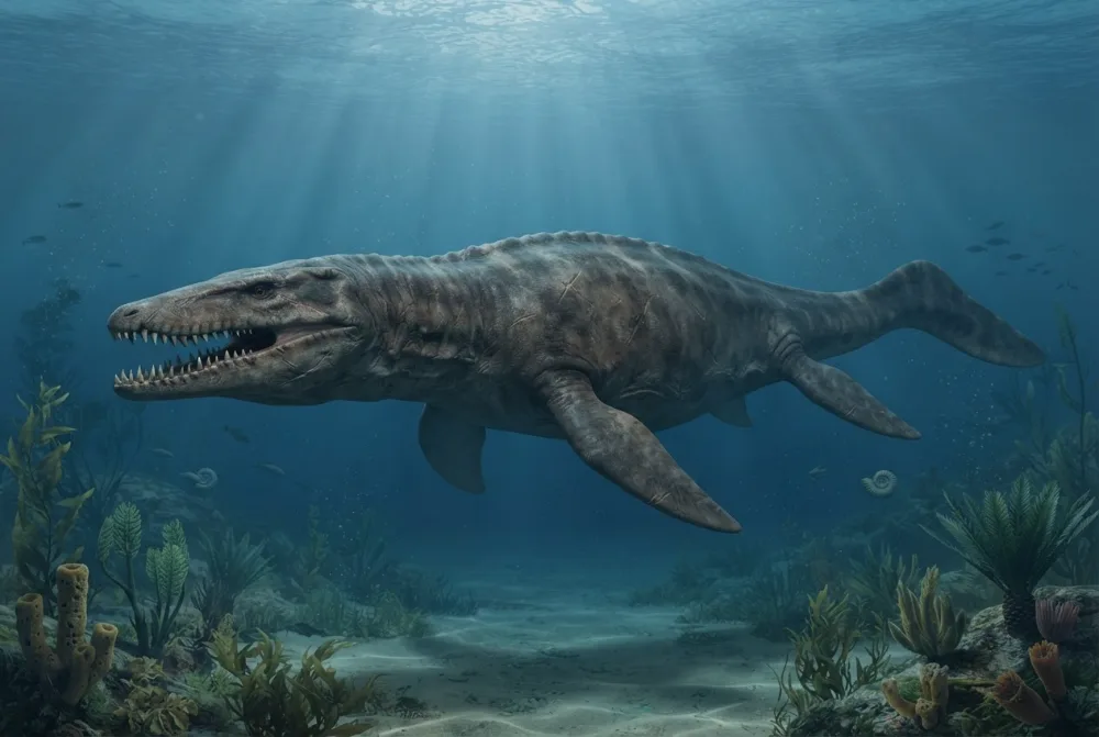 Pliosaurus, tehisaru joonistatud