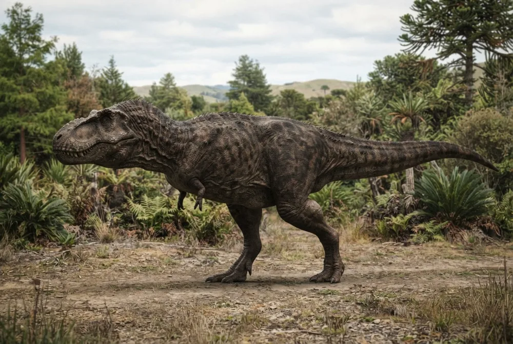 Tarbosaurus, tehisaru joonistatud