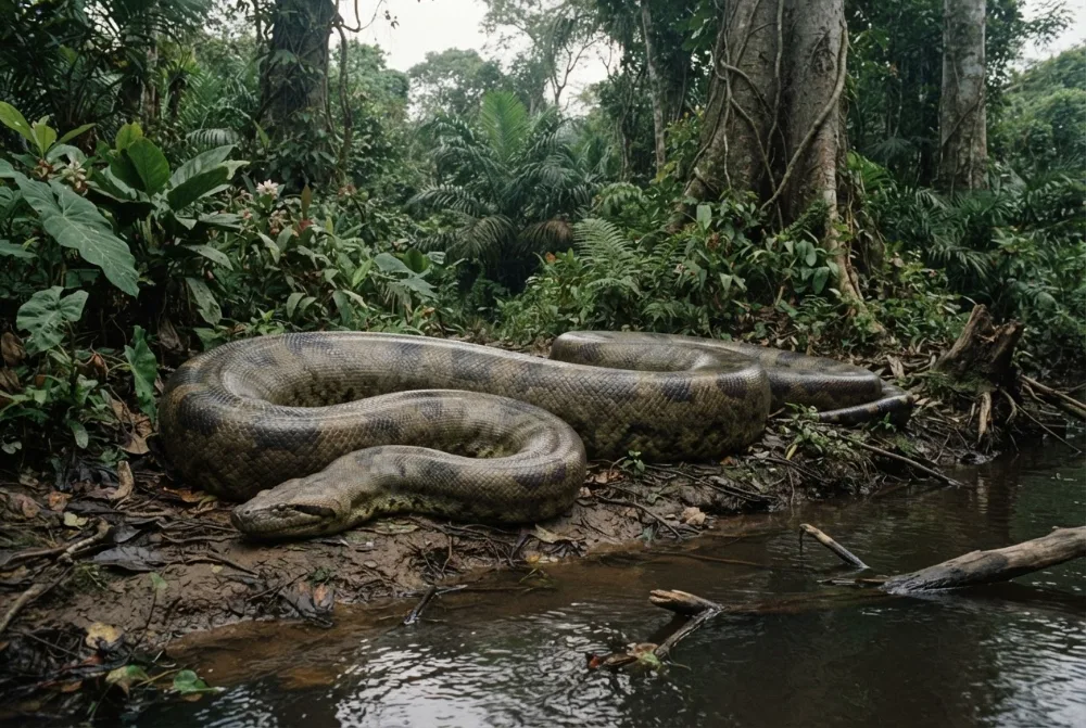 Titanoboa, tehisaru joonistatud