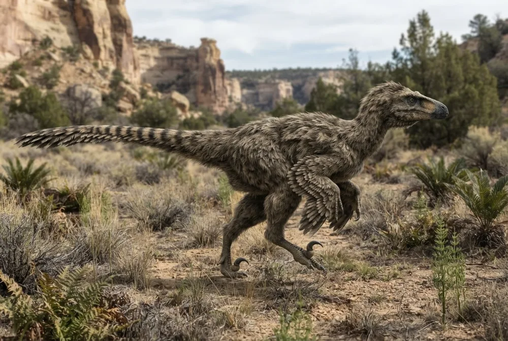Utahraptor, tehisaru joonistatud