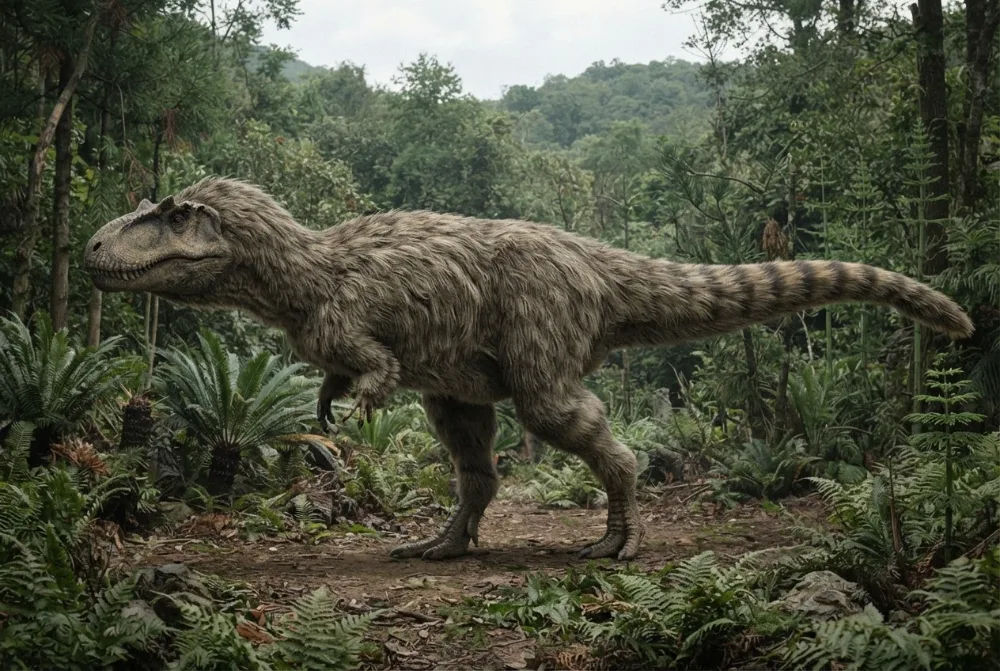 Gambar Yutyrannus buatan AI