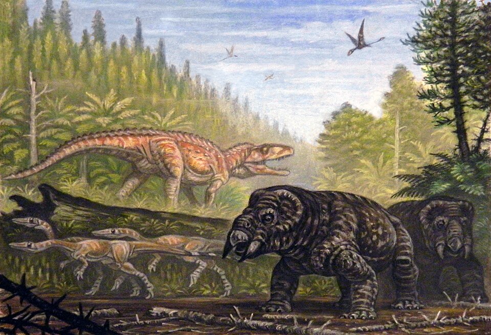 Artist's life restoration of Coelophysis